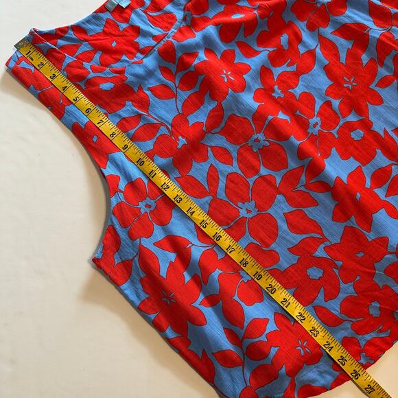 Draper James RSVP Floral Top Womens XXL Red Blue Sleeveless Button Side Tank - Picture 10 of 10